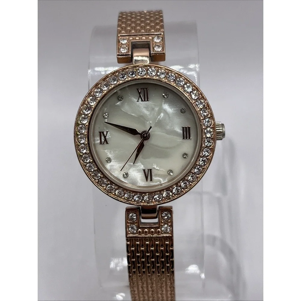 Time and Tru Women's Rose‎ Gold Quartz Watch Pearl Dial 6.75